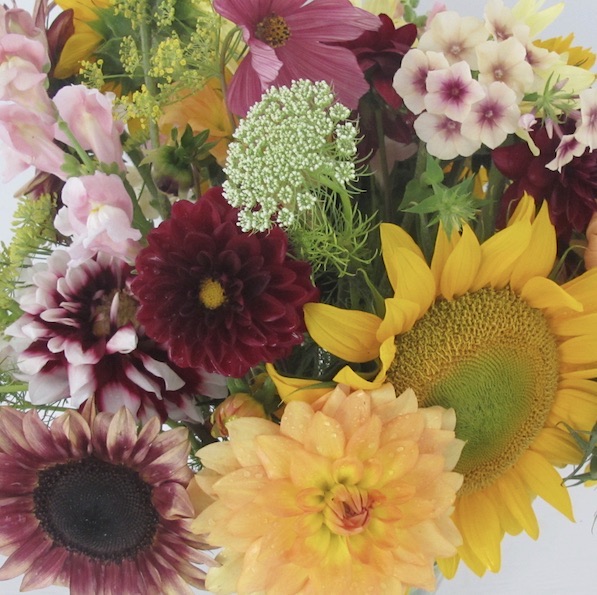 Sunflower and dahlia bouquet